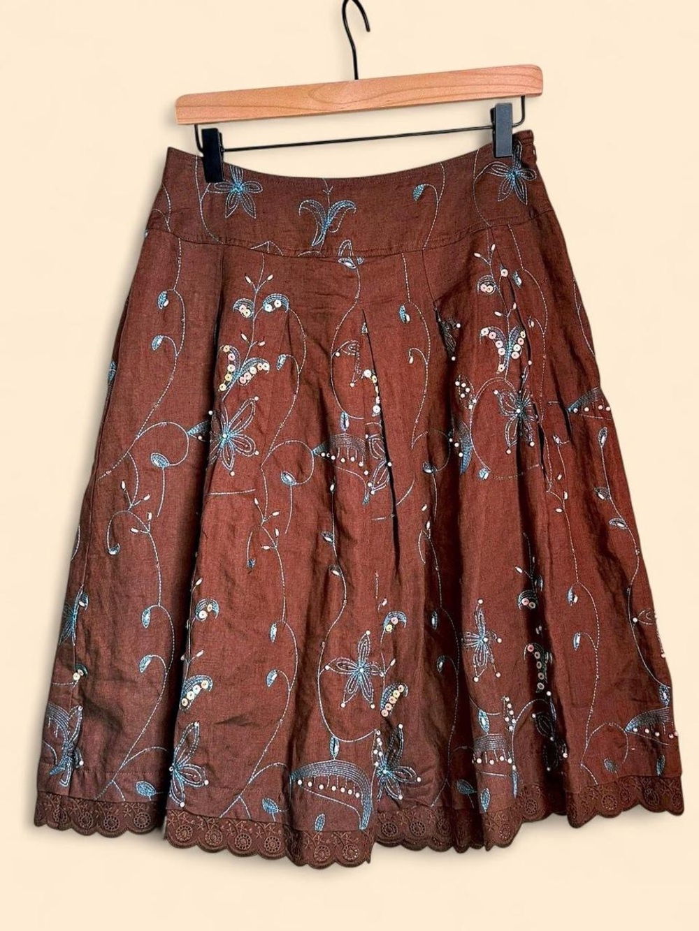 VTG Brown Embroidered Fairycore Skirt